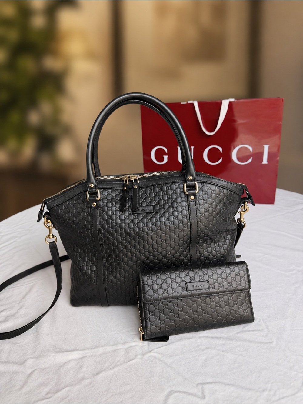 Authentic Gucci Large Microguccissima Leather Tote + Matching Wallet